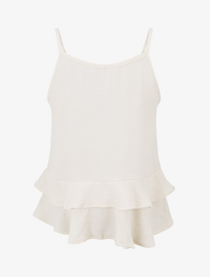 Caraco fluide à volants - Écru - 2