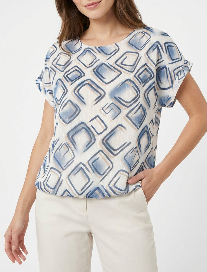Top de manga corta con estampados gráficos - Marine