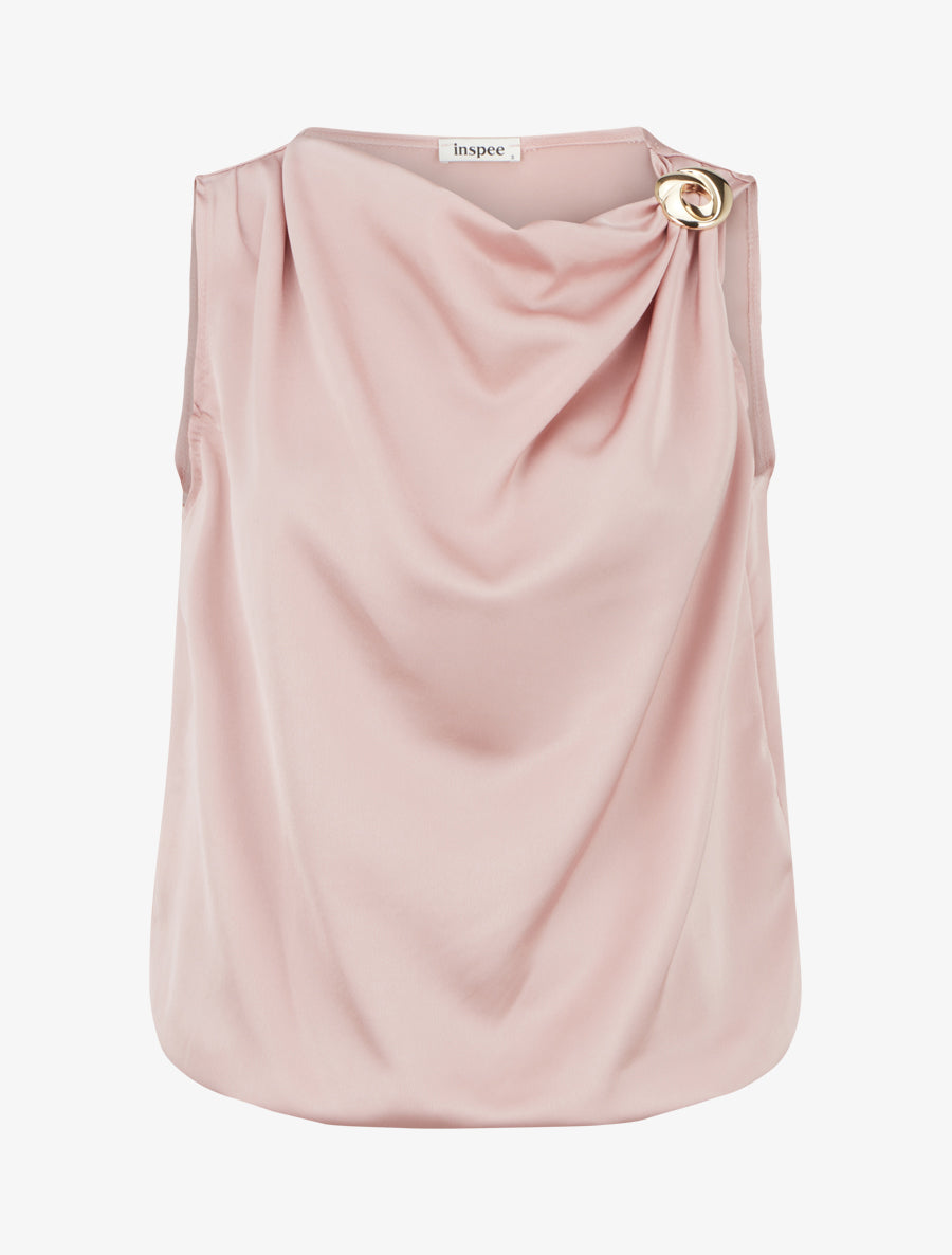 Top boule satiné à bijou métallique - Rose - 1