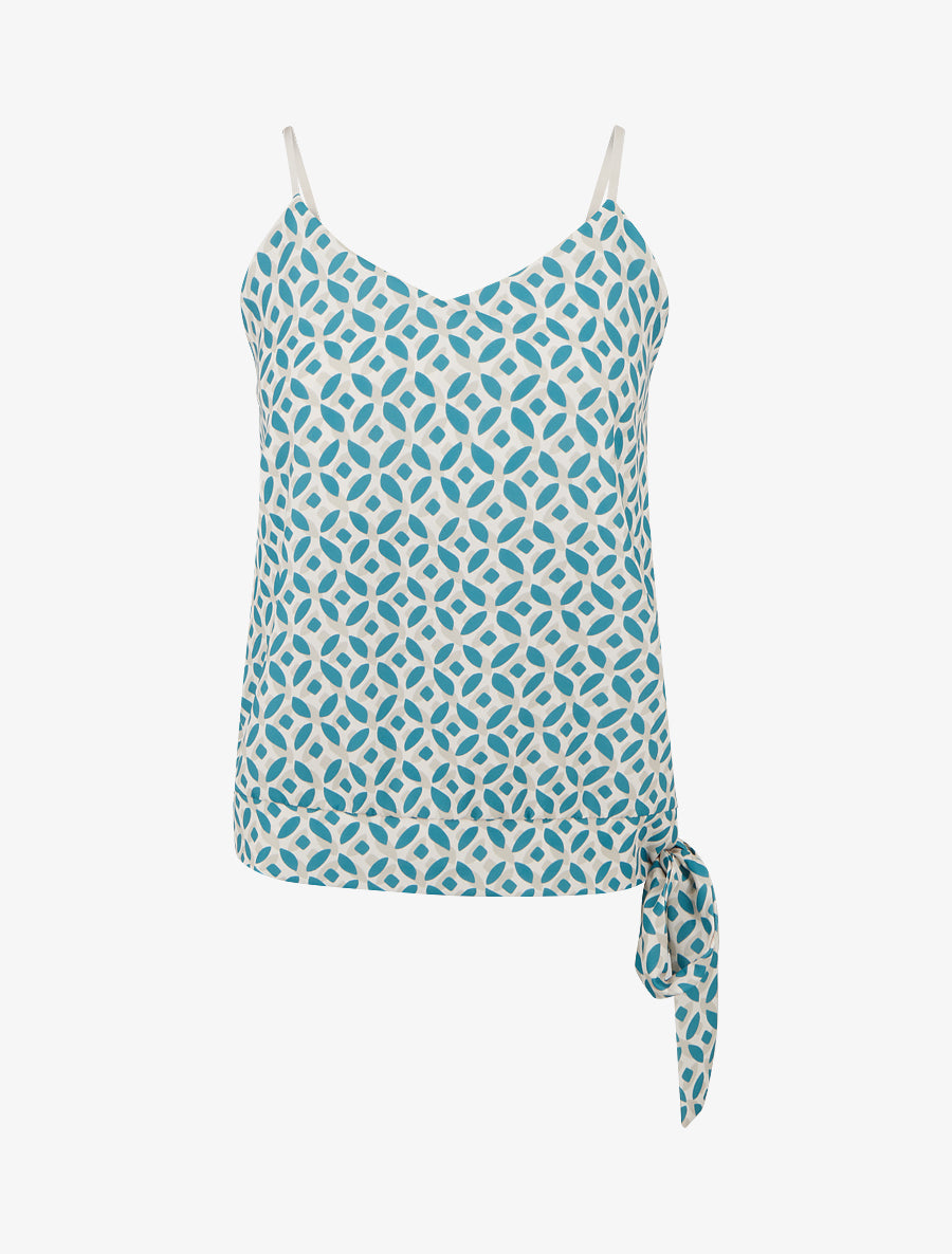 Caraco imprimé fantaisie à nouer - Bleu canard - 1