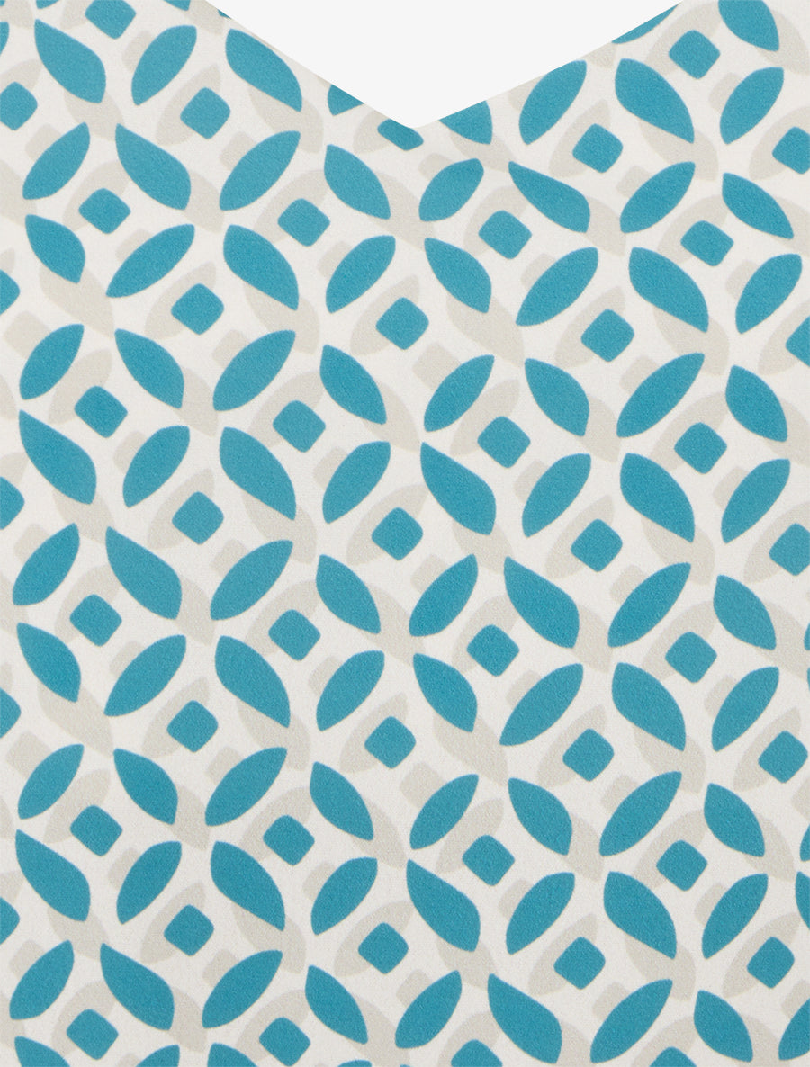 Caraco imprimé fantaisie à nouer - Bleu canard - 3