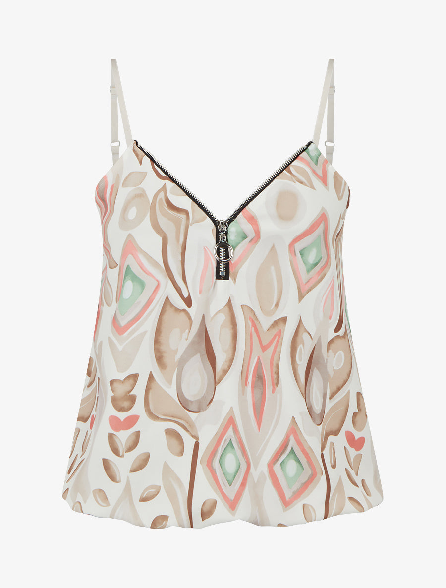 Caraco boule à zip et imprimé fantaisie - Beige - 1