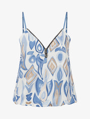 Caraco boule à zip et imprimé fantaisie - Bleu - 1