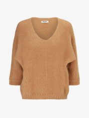 Pull duveteux à col V - Camel - 1