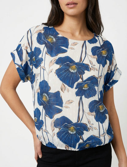 Top de bola con estampado floral y mangas cortas - Marine