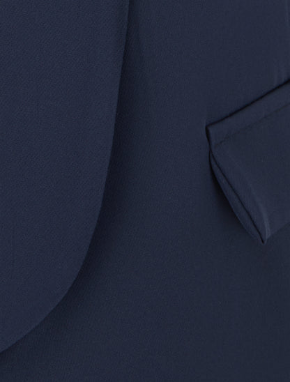 Blazer uni à manches froncées - Marine - 3