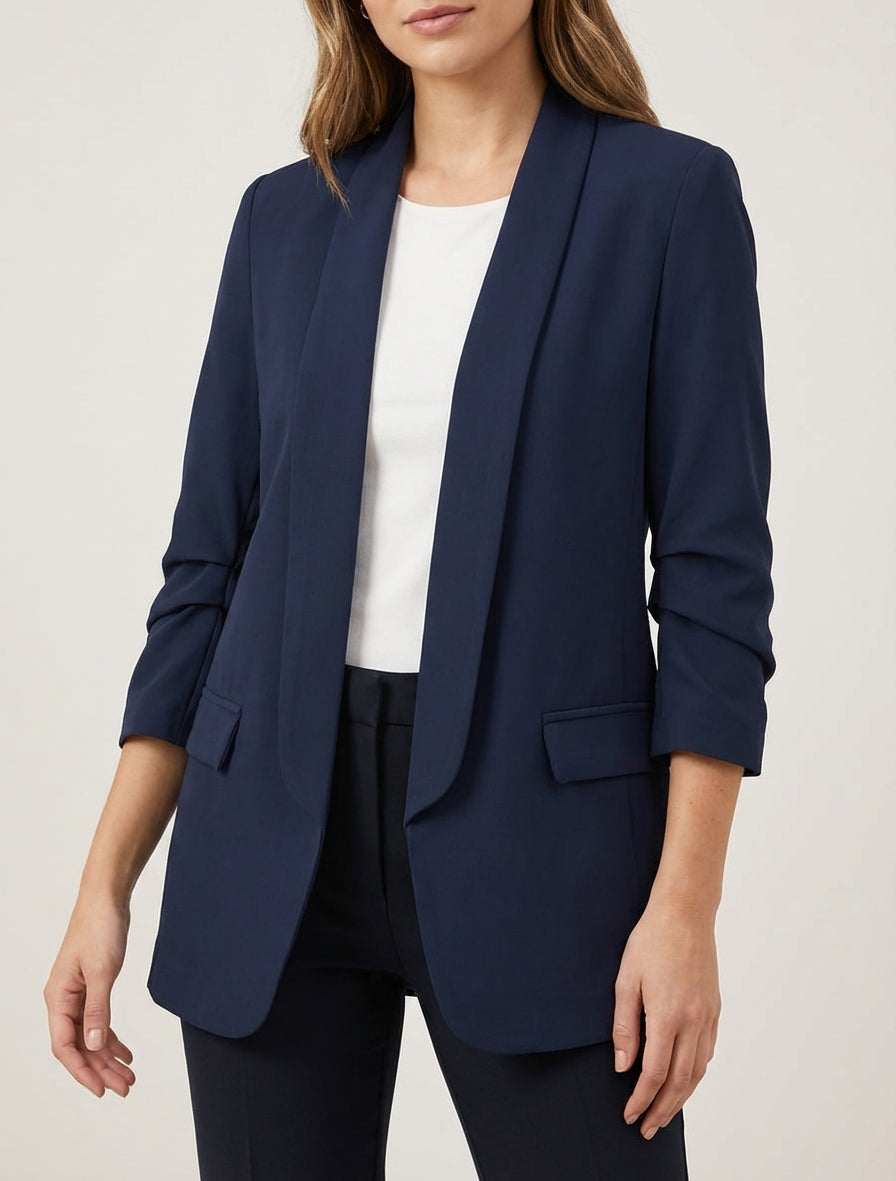 Blazer liso con mangas fruncidas - Marine