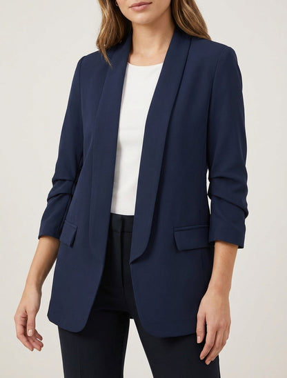 Blazer liso con mangas fruncidas - Marine