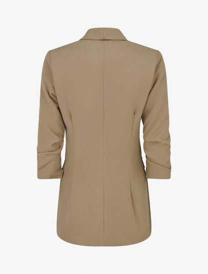 Blazer liso con mangas fruncidas - Topo