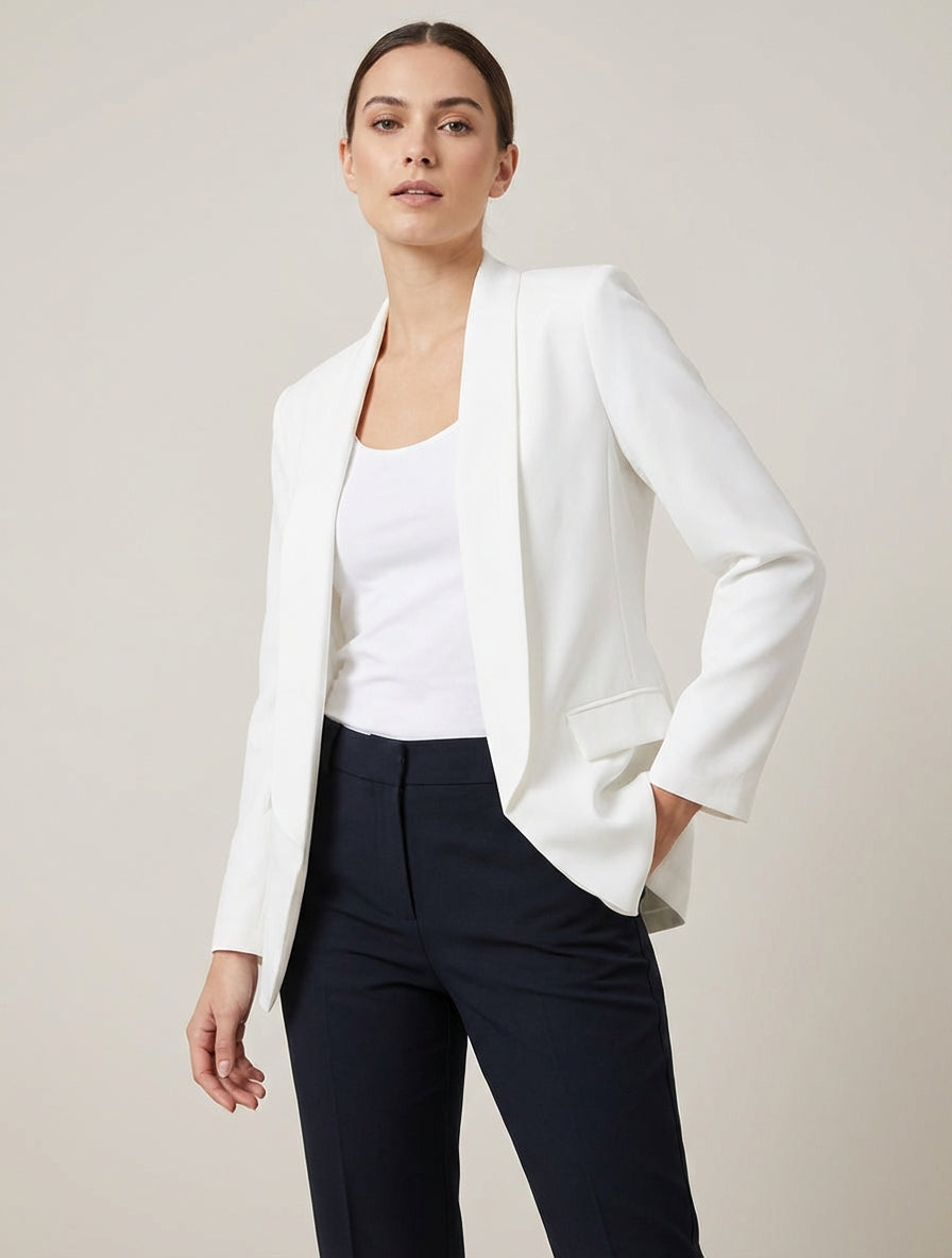Blazer liso de mangas largas - Blanco
