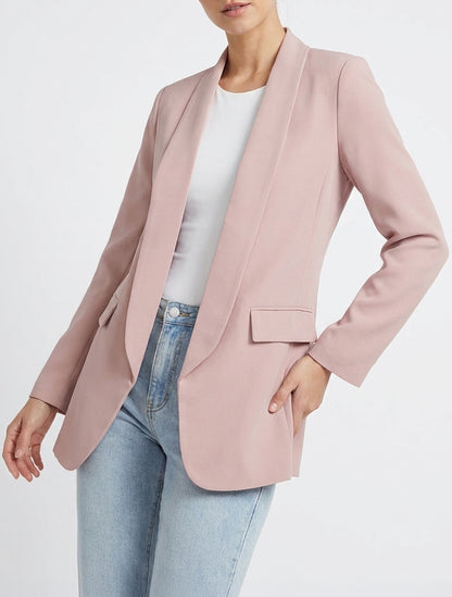 Blazer liso de mangas largas - Rosa viejo