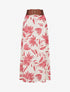 Jupe longue imprimé floral à taille fantaisie - Rose foncé - 1