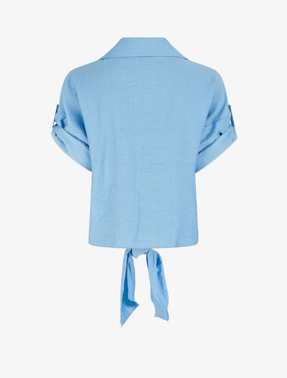 Chemise à nouer ample à manches courtes - Bleu ciel - 2