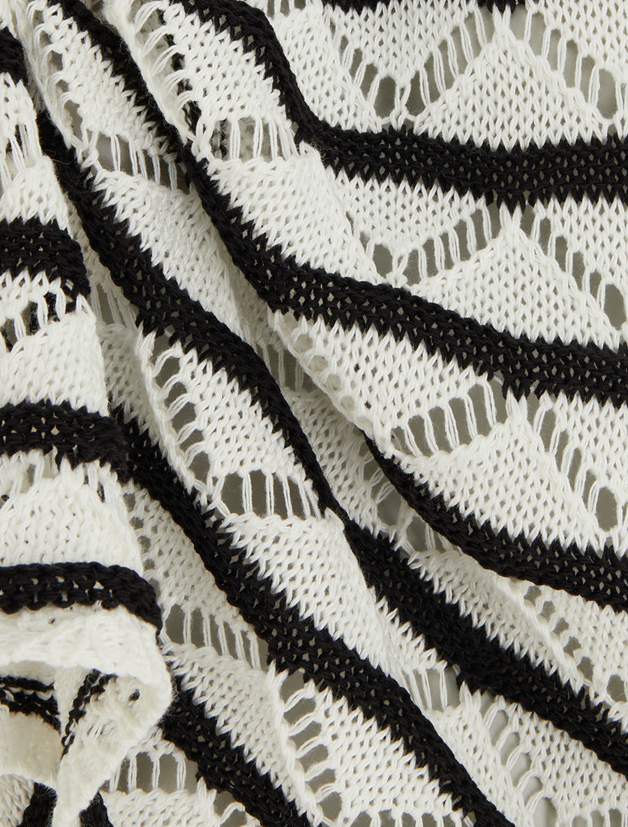 Pull ajouré à rayures fantaisies - Noir - 3