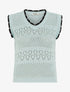 Pull sans manches à col contrastant - Bleu ciel - 1