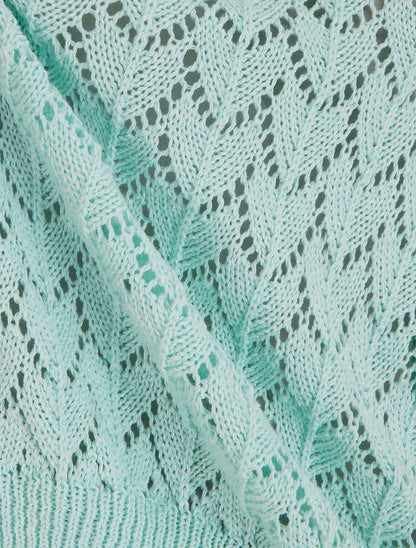 Pull ajouré manches courtes - Bleu clair - 3