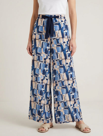 Pantalón ancho estampado gráfico - Marine