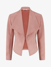 Veste en suédine à poches décoratives zippées - Vieux rose - 1