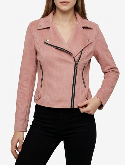 Chaqueta de ante estilo perfecto - Rosa viejo
