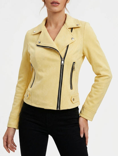 Chaqueta de ante estilo perfecto - Amarillo