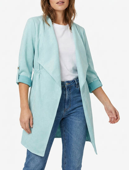 Chaqueta de media longitud de ante. - Azul claro