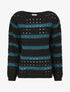 Pull en maille ajourée à rayures - Bleu pétrole - 1