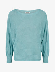 Pull ample à motif losange - Bleu lagon - 1