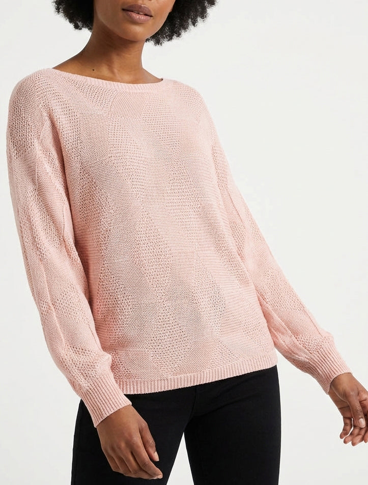 Suéter holgado con diseño de rombos - Rosa