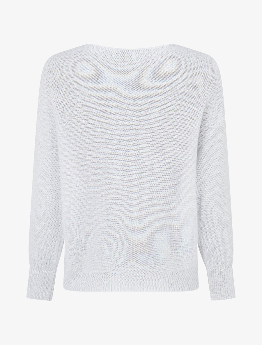 Pull irisé à manches chauve-souris - Blanc - 2