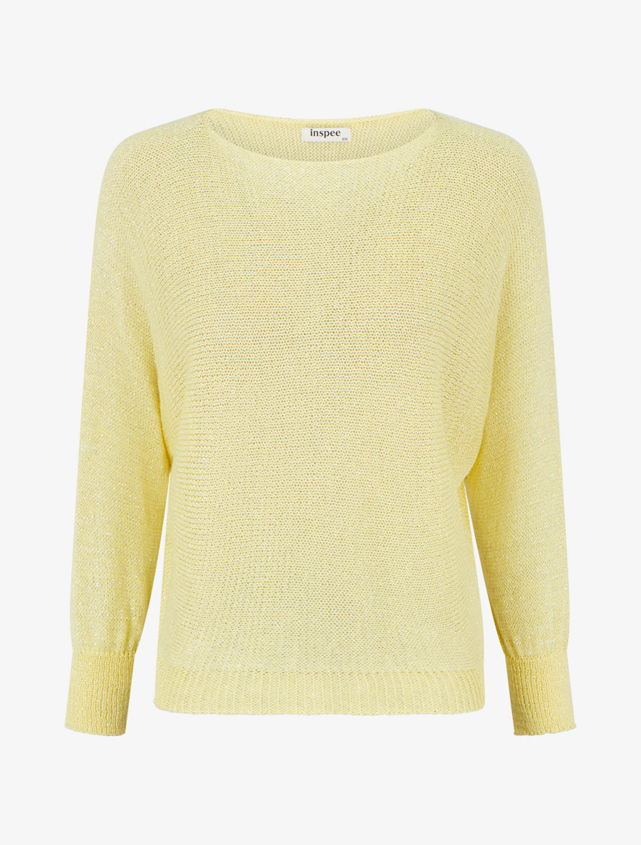 Pull irisé à manches chauve-souris - Jaune - 1