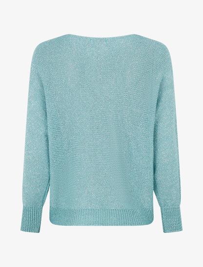 Pull irisé à manches chauve-souris - Turquoise - 2