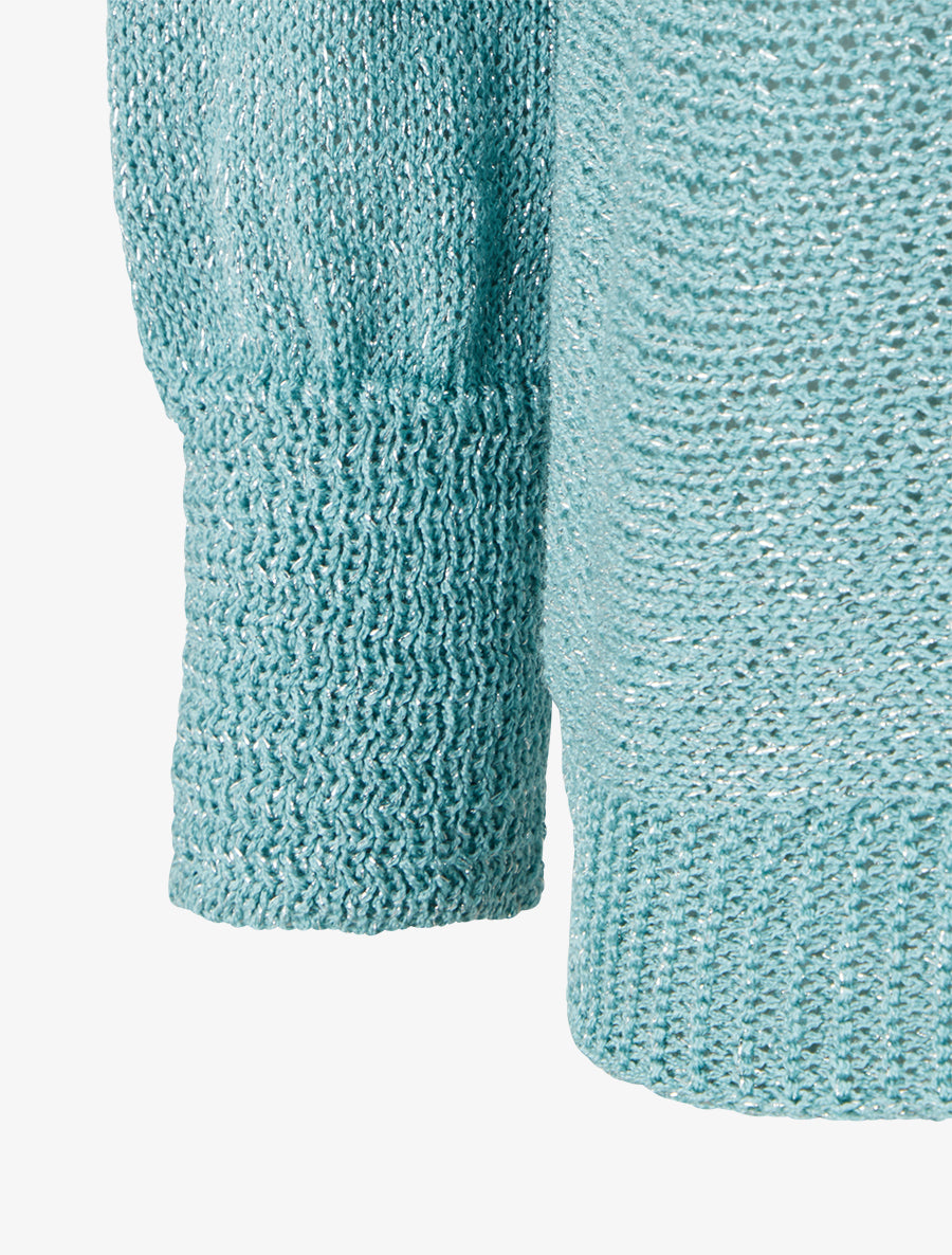 Pull irisé à manches chauve-souris - Turquoise - 3