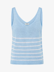 Débardeur en maille à rayures - Bleu ciel - 1