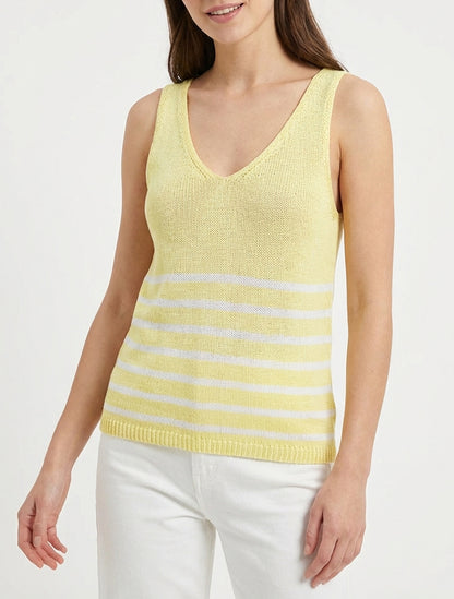 Camiseta de punto a rayas - Amarillo