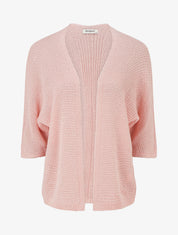 Gilet droit ouvert en maille - Rose - 1