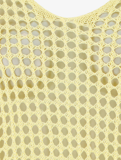 Pull uni ajouré à manches courtes - Jaune - 3