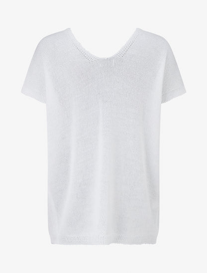 Top droit en maille à manches courtes - Blanc - 2