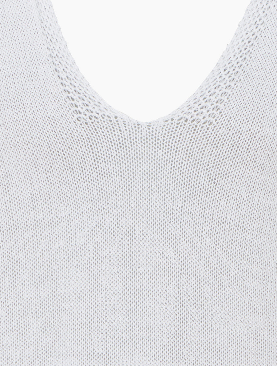 Top droit en maille à manches courtes - Blanc - 3