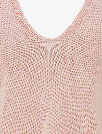 Top droit en maille à manches courtes - Rose - 3