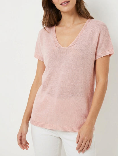 Top de malla con mangas cortas - Rosa