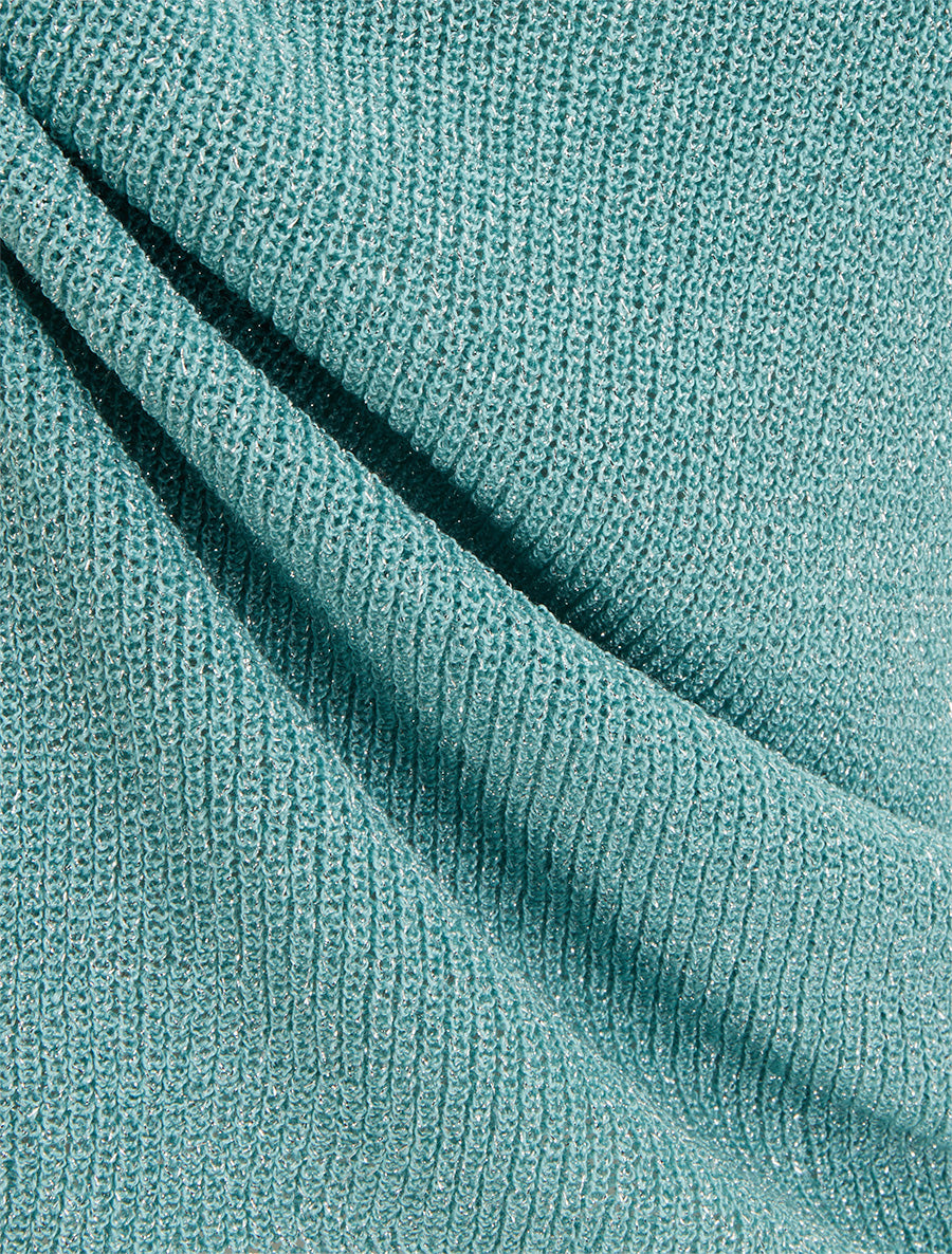 Top uni irisé en maille - Turquoise - 3