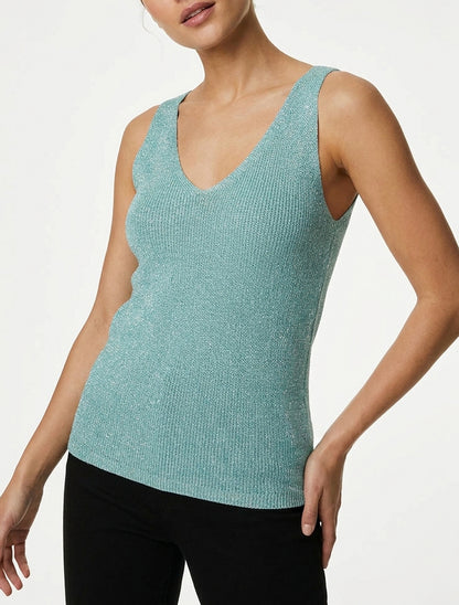 Top de malla iridiscente - Turquesa