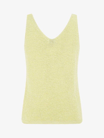 Top uni irisé en maille - Jaune - 2