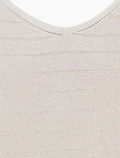 Pull fin irisé à manches chauves-souris - Beige - 3