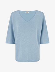 Pull fin irisé à manches 3/4 - Bleu ciel - 1