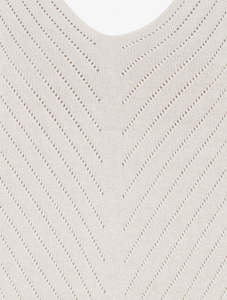 Suéter fino liso con líneas caladas - Beis