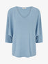 Pull fin irisé à manches 3/4 - Bleu ciel - 1