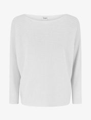 Pull fin irisé à manches longues chauves-souris - Blanc - 1