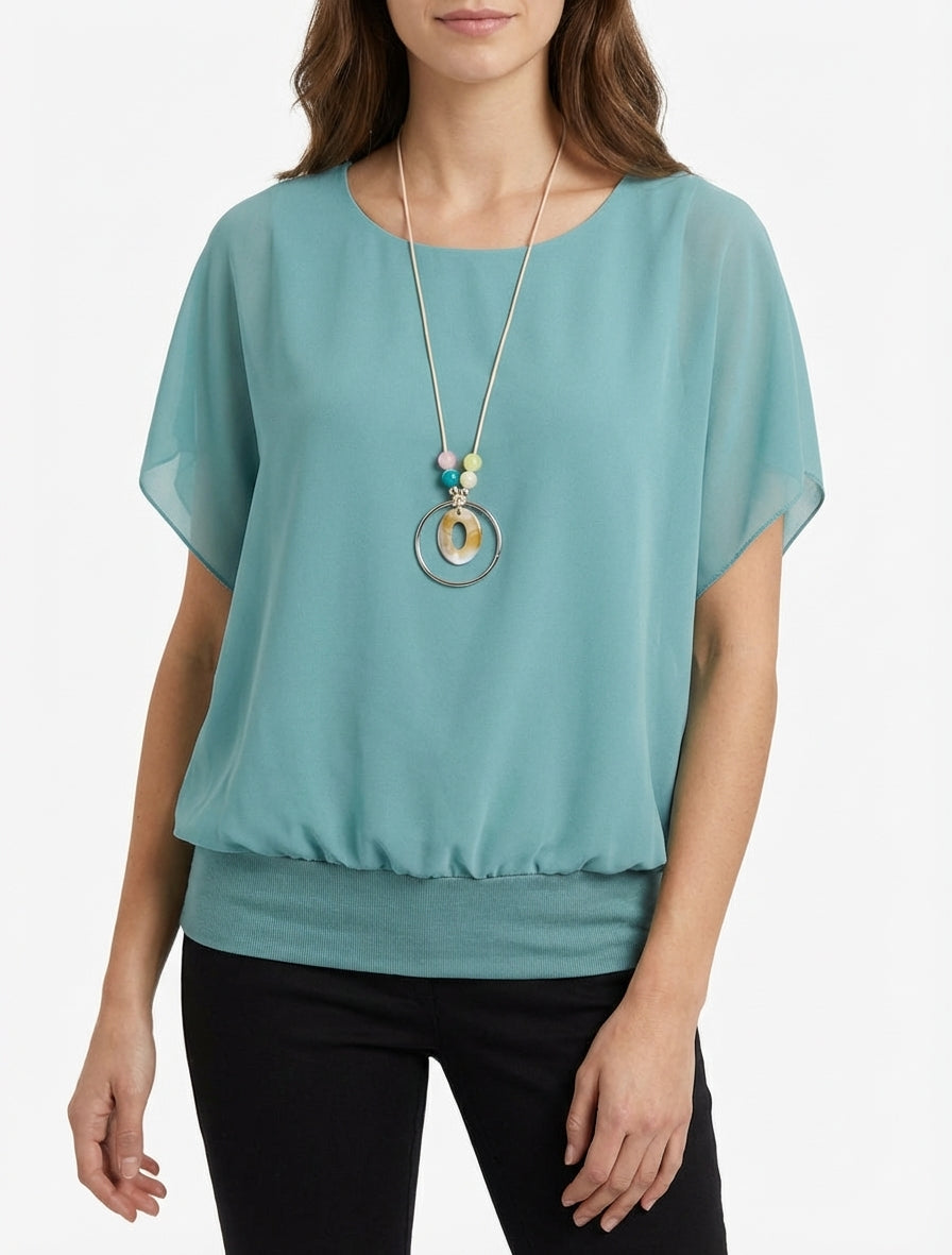 Top liso de manga corta - Verde agua