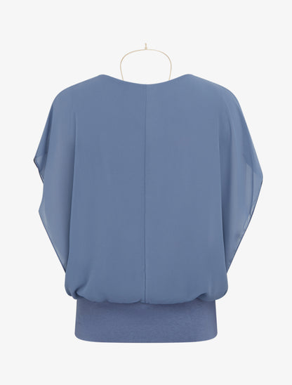 Top boule uni à manches courtes - Bleu gris - 2